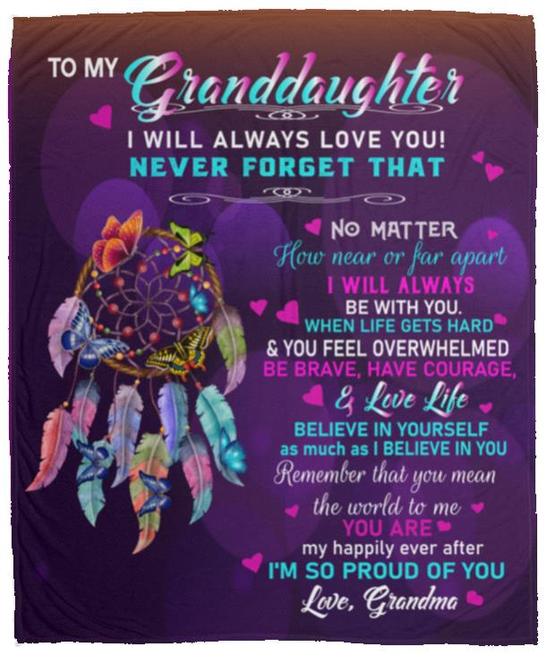 To My Granddaughter - Love Grandma | Premium Plush Blanket