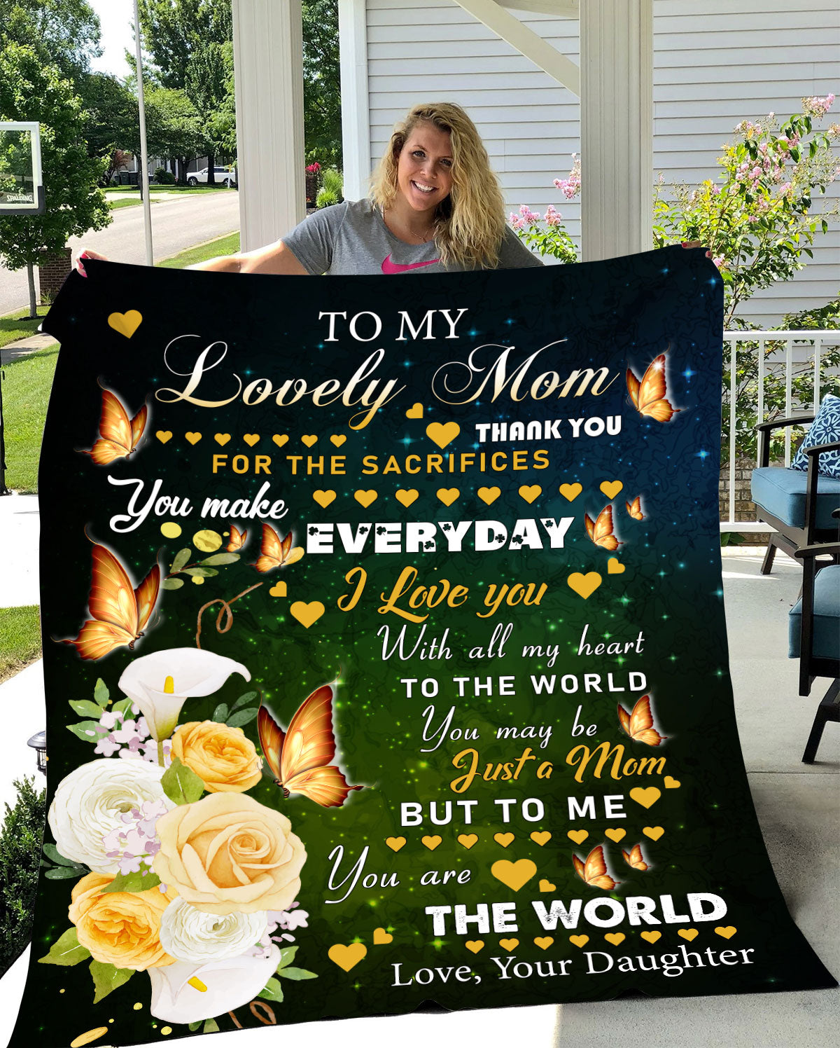 To My Lovely Mom - My World | Premium Plush Blanket