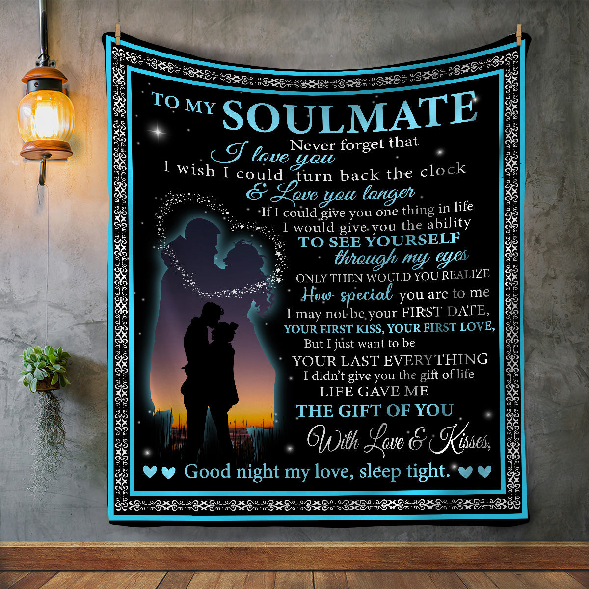 To My Soulmate - With Love & Kisses | Premium Plush Blanket