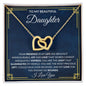 To My Daughter - With Joy and Love - From Mom or Dad - Interlocking Hearts Necklace