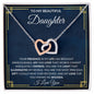 To My Daughter - With Joy and Love - From Mom or Dad - Interlocking Hearts Necklace