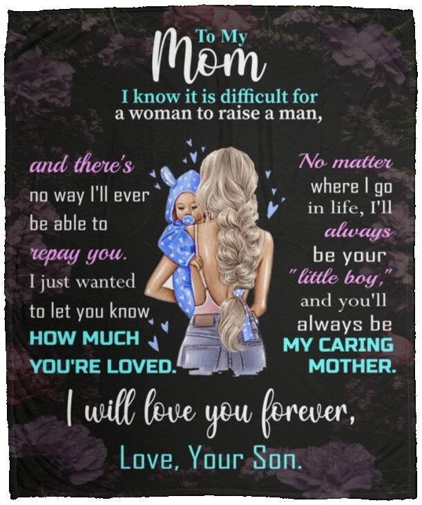 Mom - You Are Loved | Blonde Hair | Premium Plush Blanket, Queen, Throw, Fleece, Sherpa