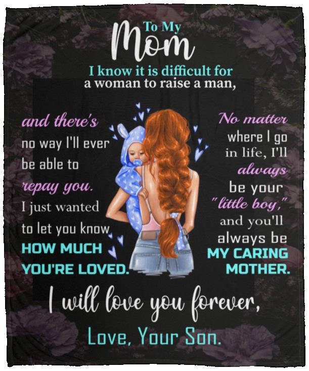 Mom - You Are Loved | Auburn Hair | Premium plush Blanket, Queen, Throw, Fleece, Sherpa