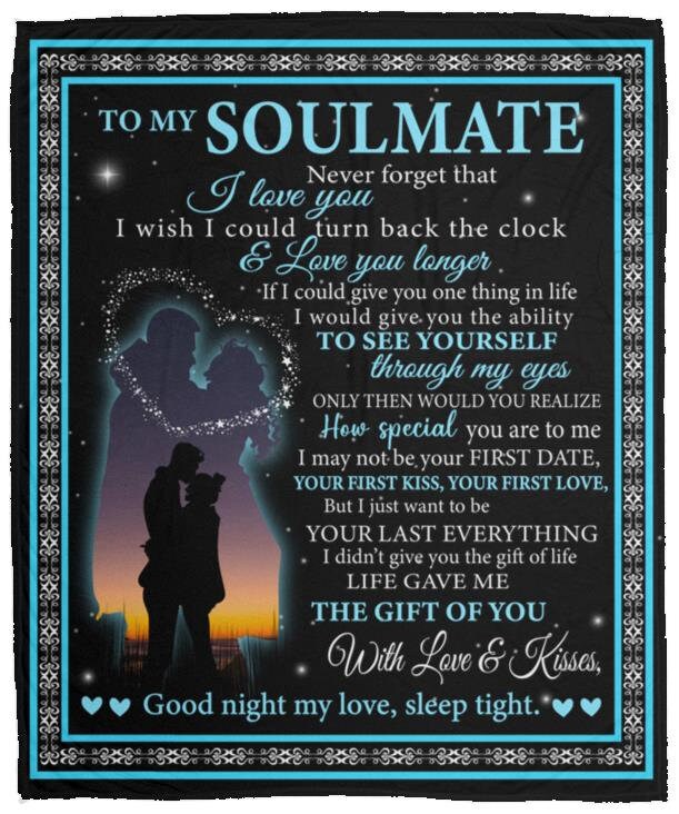 To My Soulmate - With Love & Kisses | Premium Plush Blanket