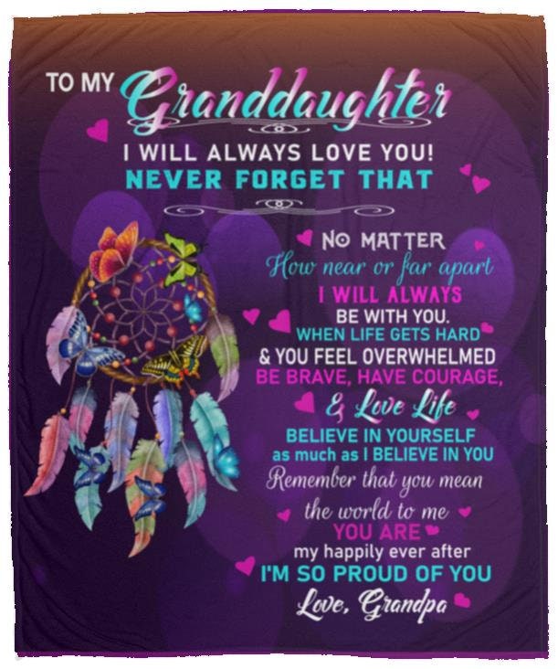 To My Granddaughter - Love Grandpa | Premium Plush Blanket