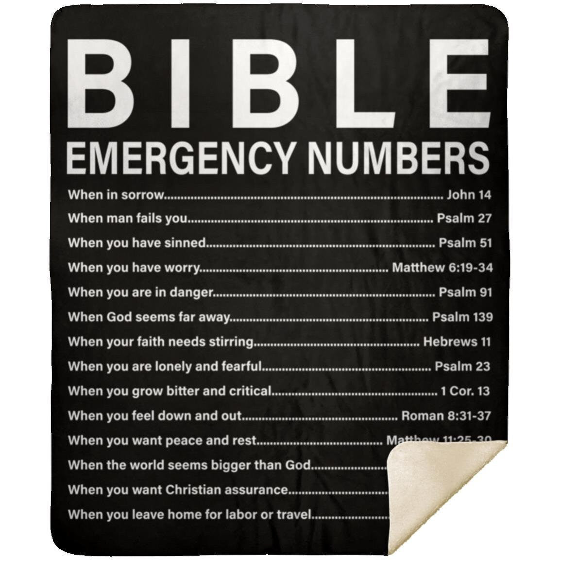 Bible Emergency Numbers - Christian | Premium Plush Blanket, Queen, Throw, Fleece, Sherpa
