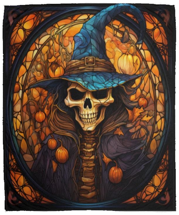 Warlock Skeleton - Premium Plush Halloween Blanket