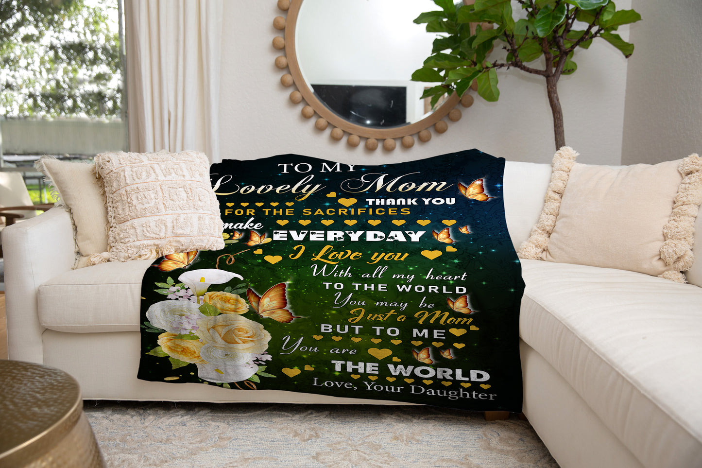 To My Lovely Mom - My World | Premium Plush Blanket