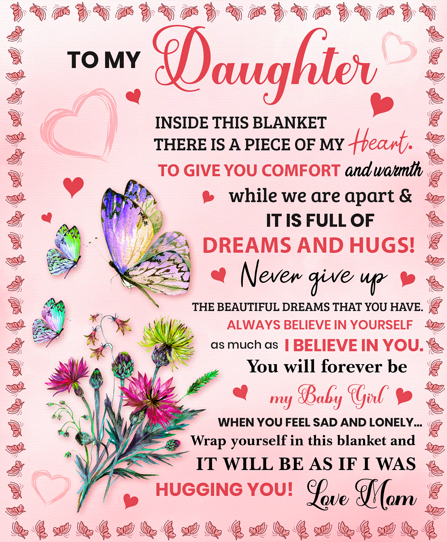 To My Daughter - You Are My Heart | Premium Plush Blanket