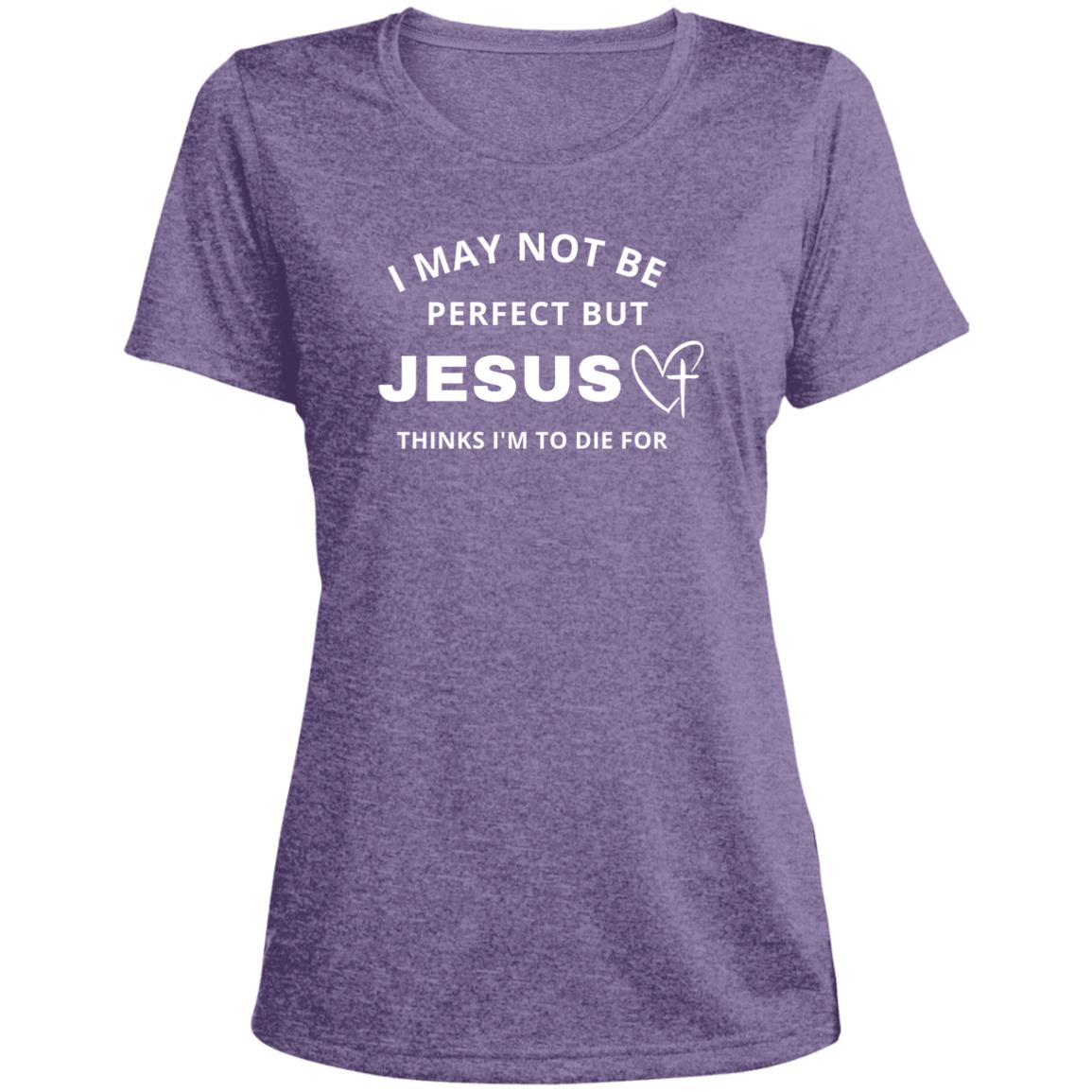 Jesus Thinks I'm To Die For | Ladies' Heather Scoop Neck Tee