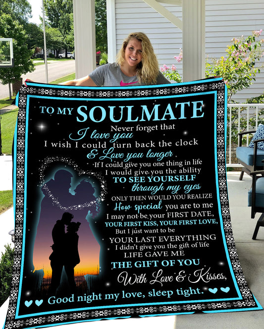 To My Soulmate - With Love & Kisses | Premium Plush Blanket