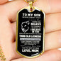 To My Son | Old Lioness | Dog Tag Necklace, Gift From Mom, Mother to Son