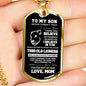To My Son | Old Lioness | Dog Tag Necklace, Gift From Mom, Mother to Son