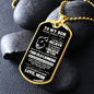 To My Son | Old Lioness | Dog Tag Necklace, Gift From Mom, Mother to Son