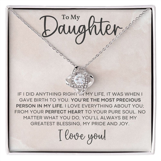 To My Daughter, Love Knot Necklace, Gift from Mom, Gift from Dad, Daughter Necklace, Daughter Gift, Daughter Valentines, Daughter Christmas