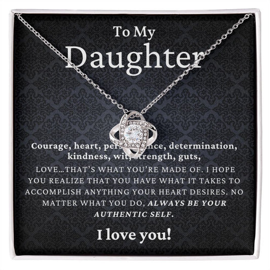 To My Daughter, Love Knot Necklace, Gift from Mom, Gift from Dad, Daughter Necklace, Daughter Gift, Daughter Valentines, Daughter Christmas