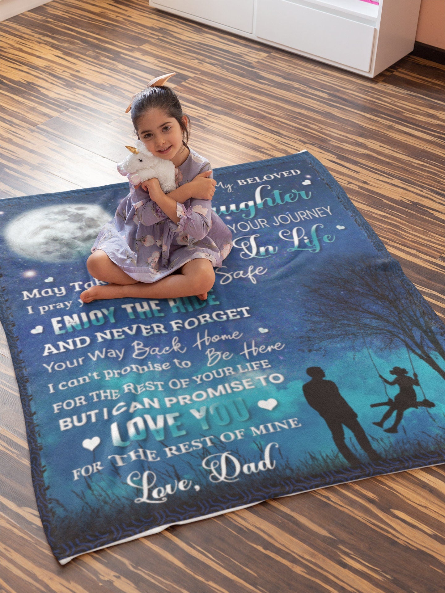 To My Daughter, Cozy Plush Fleece Blanket - 50X60, Daughter Gift, Dad To Daughter Throw Blanket Gift, Birthday Graduation Christmas Gifts