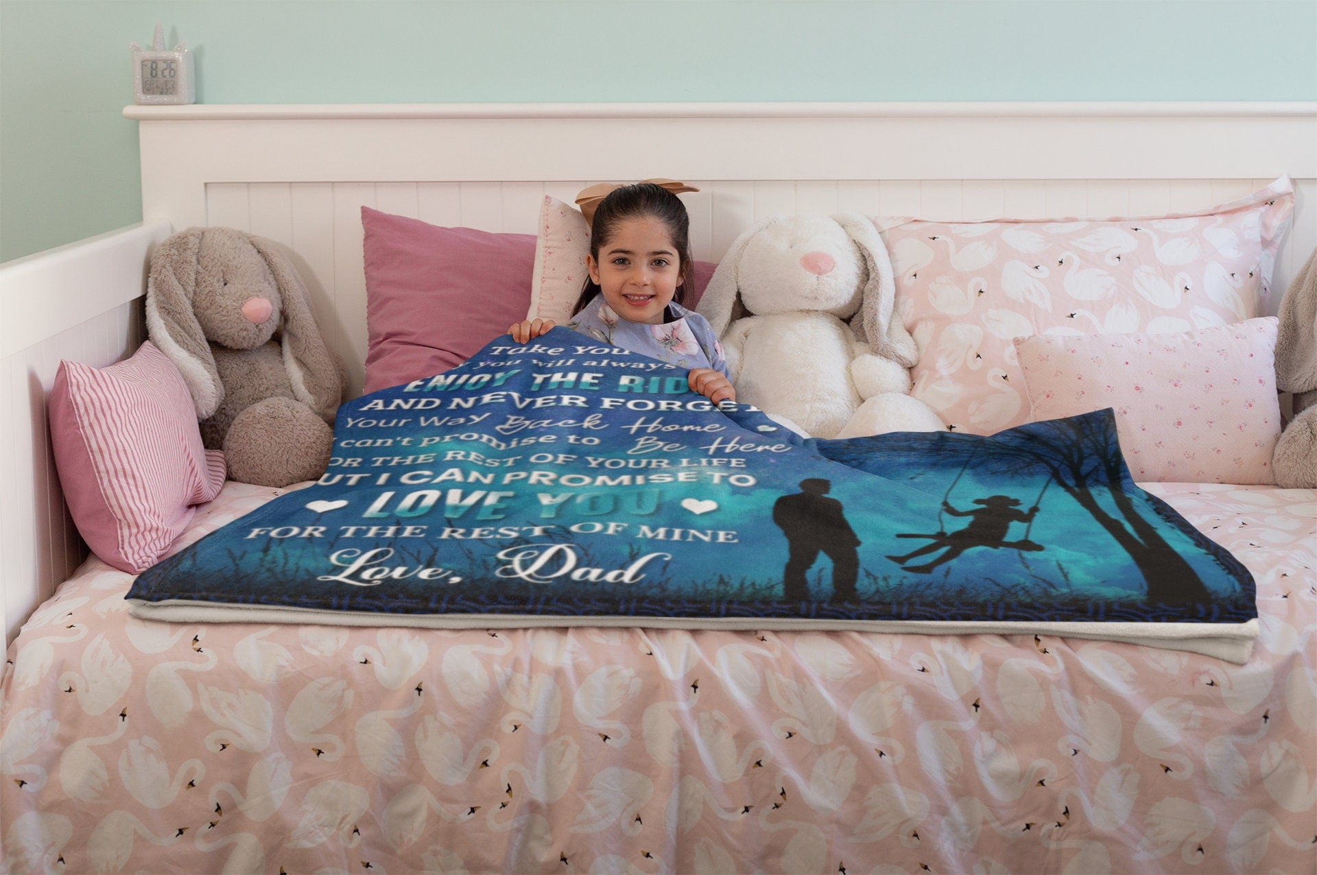 To My Daughter, Cozy Plush Fleece Blanket - 50X60, Daughter Gift, Dad To Daughter Throw Blanket Gift, Birthday Graduation Christmas Gifts