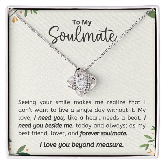 To My Soulmate, Love Knot Necklace, Soulmate Gift, Soulmate Necklace, Gift for Wife, Anniversary Necklace for Wife, Soulmate Valentines Gift