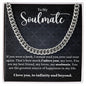 To My Soulmate, Cuban Chain Necklace, Soulmate Necklace, Soulmate Valentines Gift, Gifts for Men, Gifts for Him, Unique Gift for Him