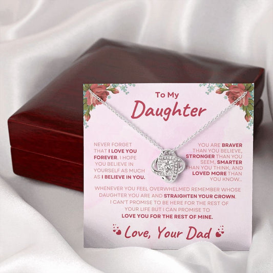 To My Daughter From Dad, Love Knot Necklace, Father to Daughter Gift, Birthday Gift To Daughter From Dad, Daughter Necklace, Graduation Gift