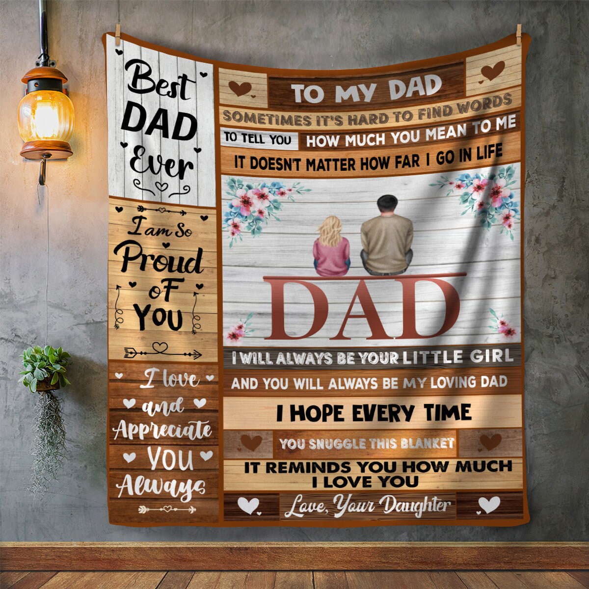 To My Dad - Best Dad Ever | Premium Plush Blanket, From Daughter