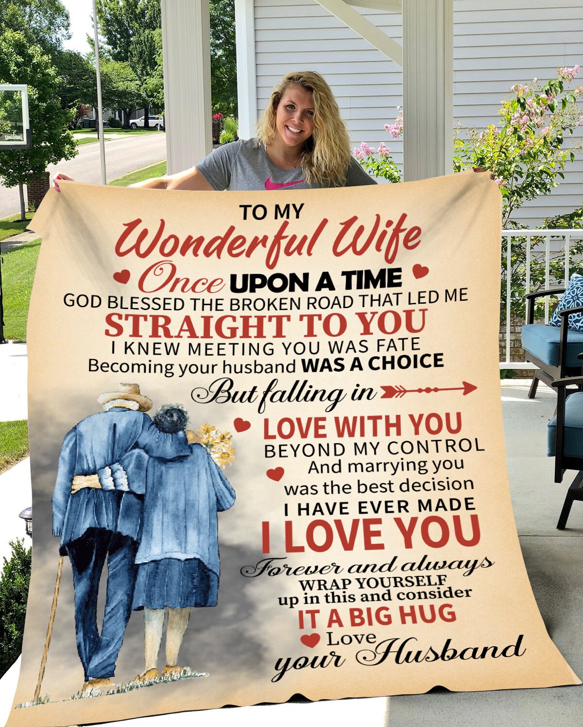 To My Wonderful Wife - Falling In Love | Premium Plush Blanket, Queen, Throw, Fleece, Sherpa