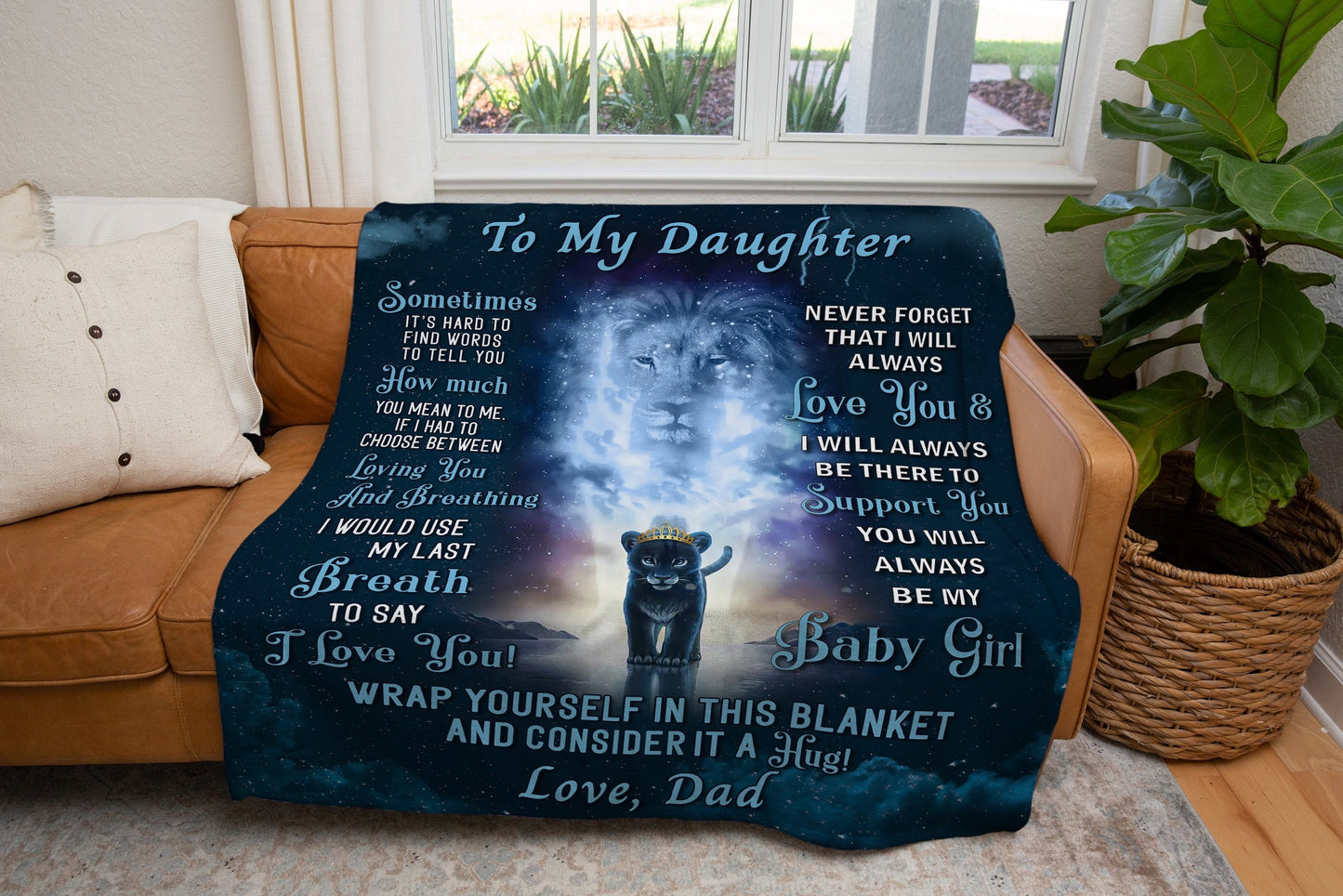 To My Daughter - Love My Baby Girl | Premium Plush Blanket, From Dad, Queen, Throw, Fleece, Sherpa