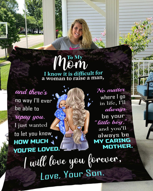 Mom - You Are Loved | Blonde Hair | Premium Plush Blanket, Queen, Throw, Fleece, Sherpa