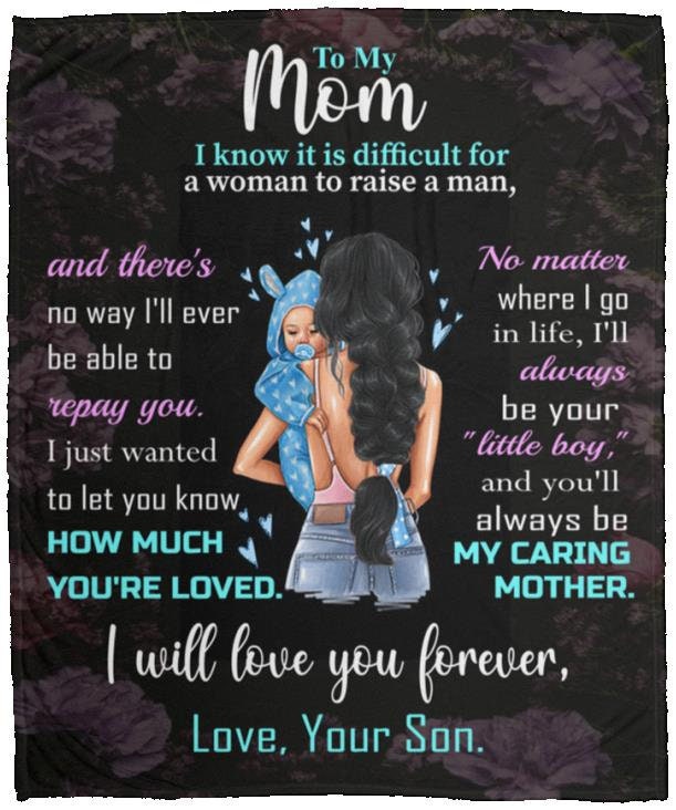 Mom - You Are Loved | Raven Hair | Premium Plush Blanket, Queen, Throw, Fleece, Sherpa