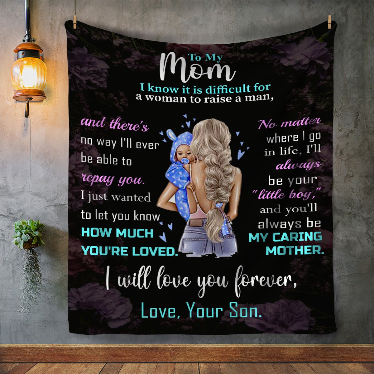 Mom - You Are Loved | Blonde Hair | Premium Plush Blanket, Queen, Throw, Fleece, Sherpa