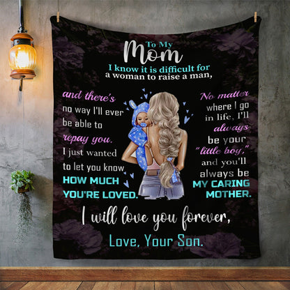 Mom - You Are Loved | Blonde Hair | Premium Plush Blanket, Queen, Throw, Fleece, Sherpa