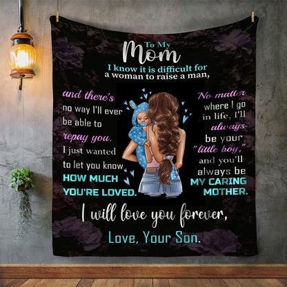 Mom - You Are Loved | Brunette Hair | Premium Plush Blanket, Queen, Throw, Fleece, Sherpa