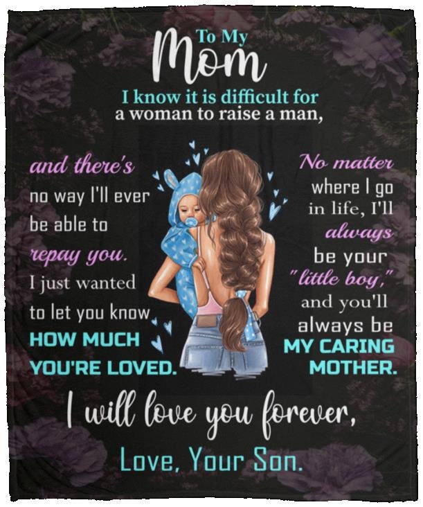 Mom - You Are Loved | Brunette Hair | Premium Plush Blanket, Queen, Throw, Fleece, Sherpa