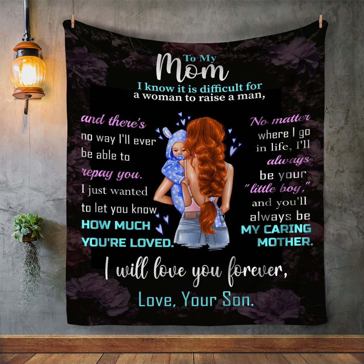 Mom - You Are Loved | Auburn Hair | Premium plush Blanket, Queen, Throw, Fleece, Sherpa