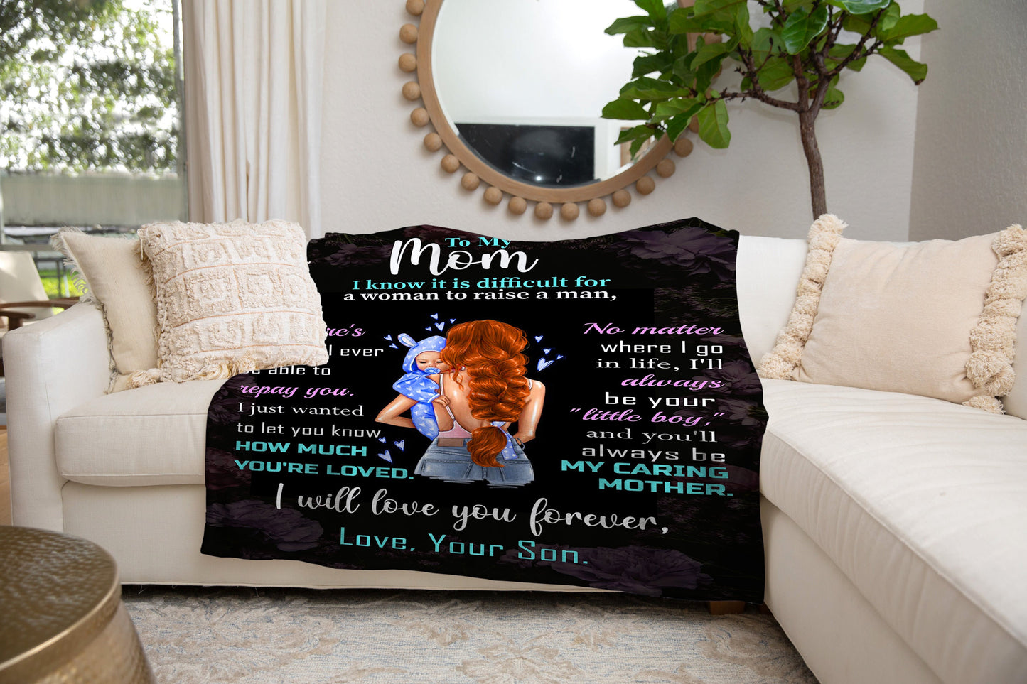 Mom - You Are Loved | Auburn Hair | Premium plush Blanket, Queen, Throw, Fleece, Sherpa