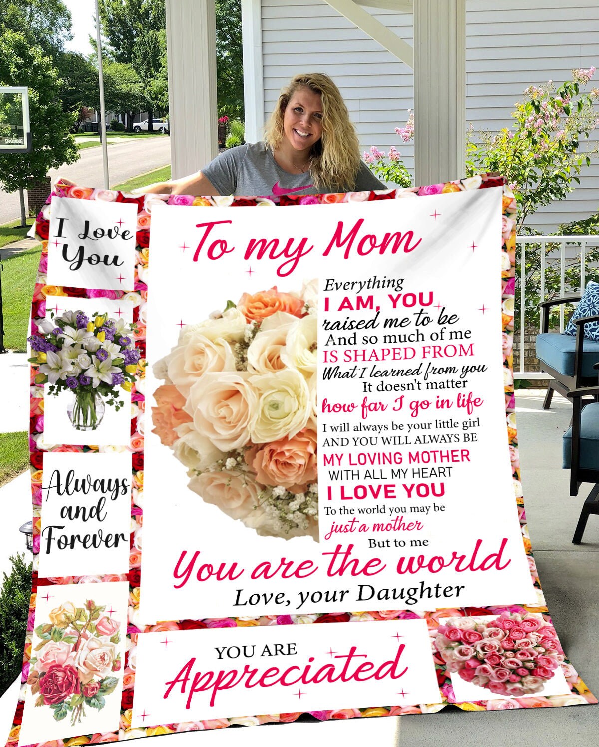 To My Mom - You Are Appreciated | Premium Plush Blanket, Queen, Throw, Fleece, Sherpa