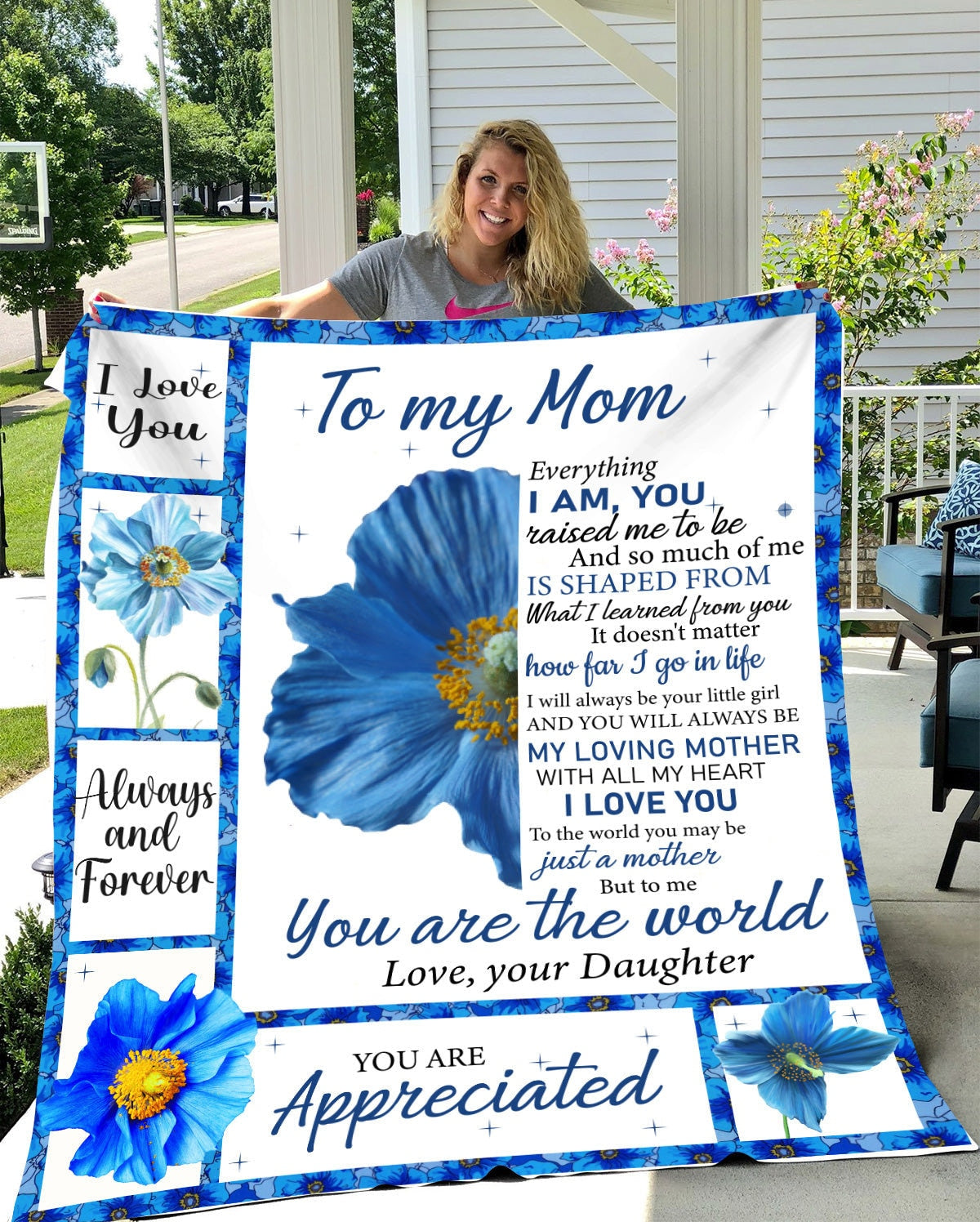 To My Mom - You Are The World | Premium Plush Blanket, From Daughter, Queen, Throw, Fleece, Sherpa