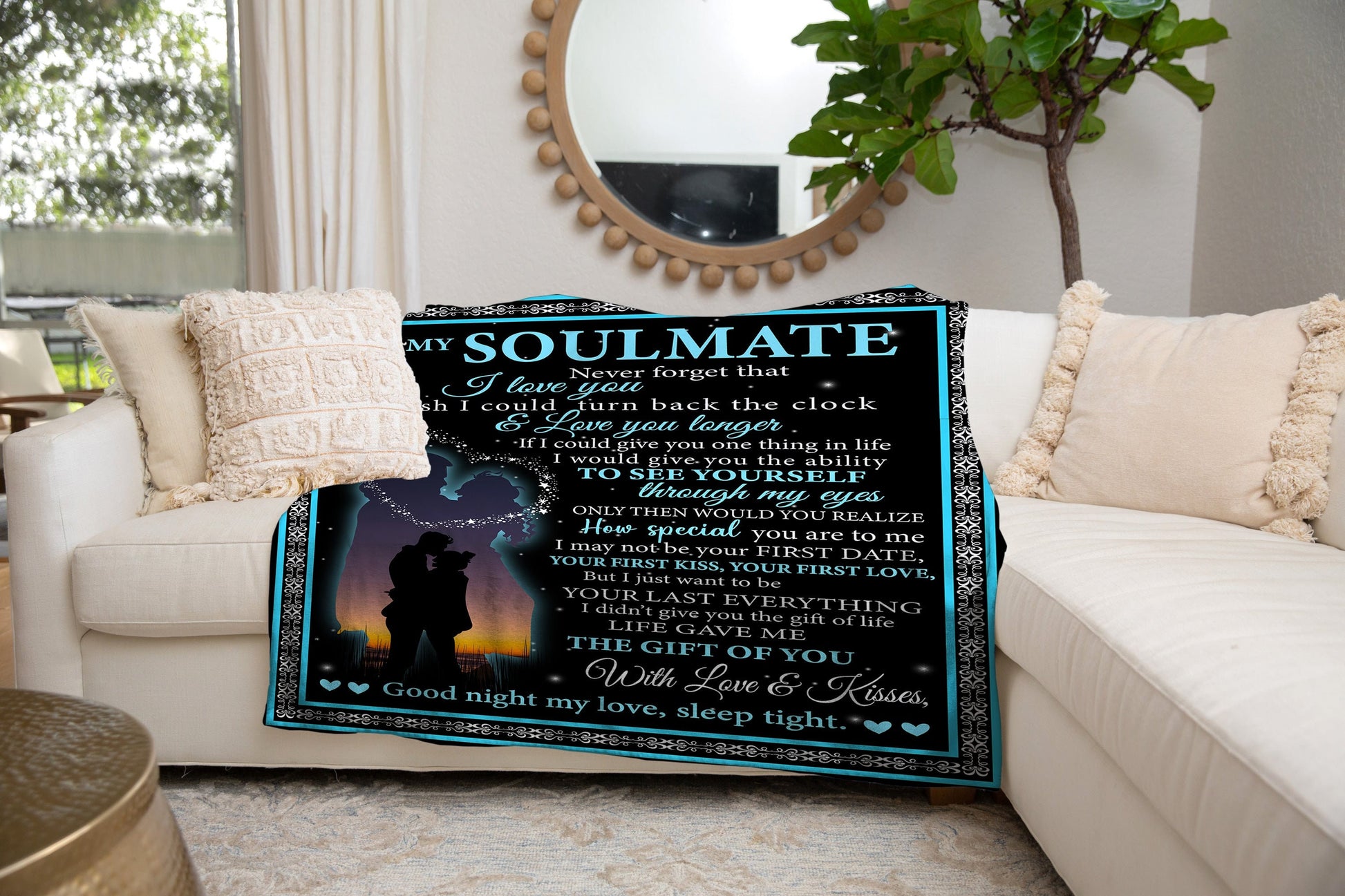 To My Soulmate - With Love & Kisses | Premium Plush Blanket