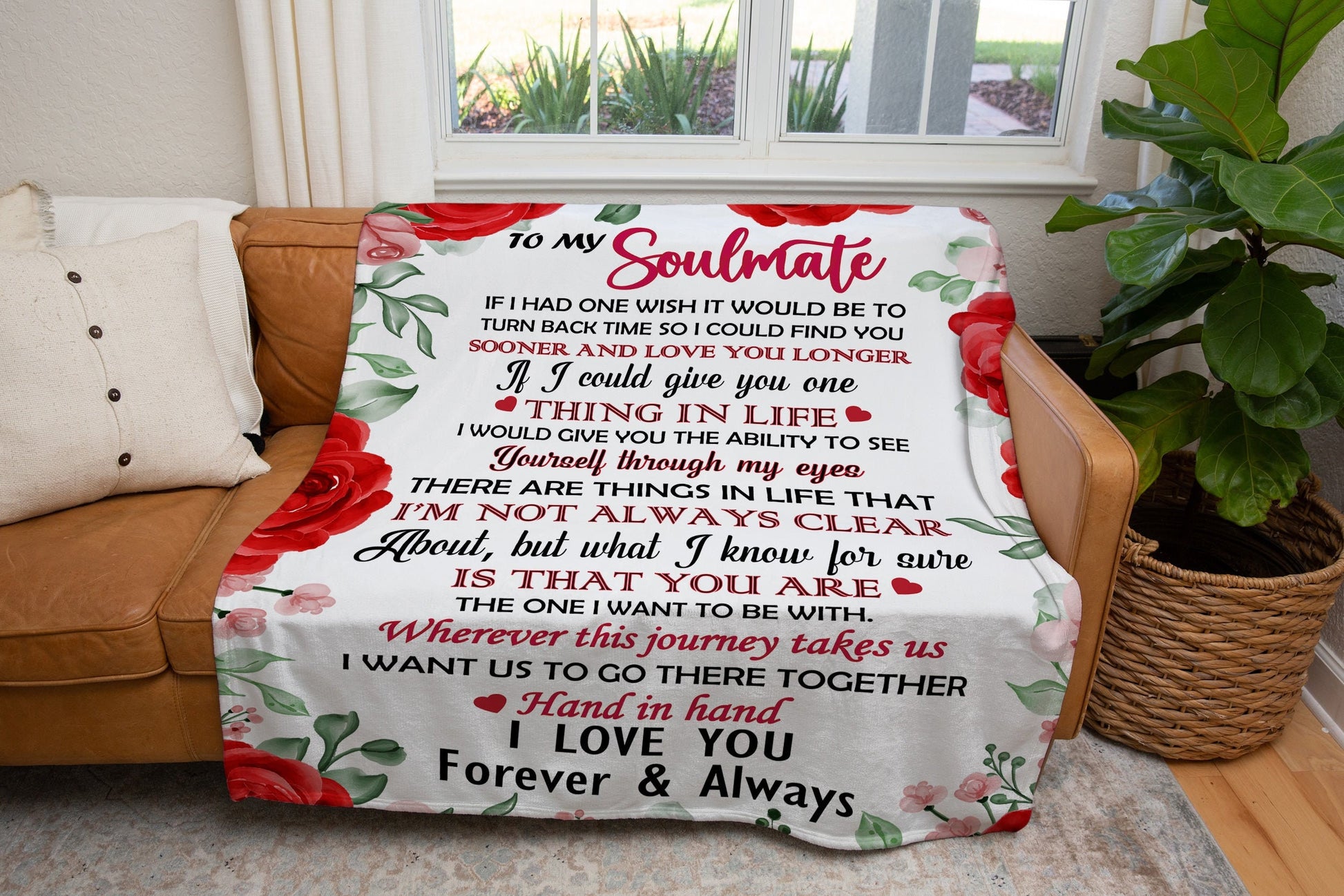 To My Soulmate - Hand in Hand | Premium Plush Blanket, Queen, Throw, Fleece, Sherpa