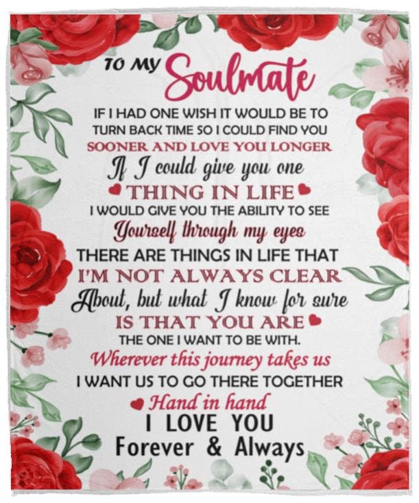 To My Soulmate - Hand in Hand | Premium Plush Blanket, Queen, Throw, Fleece, Sherpa