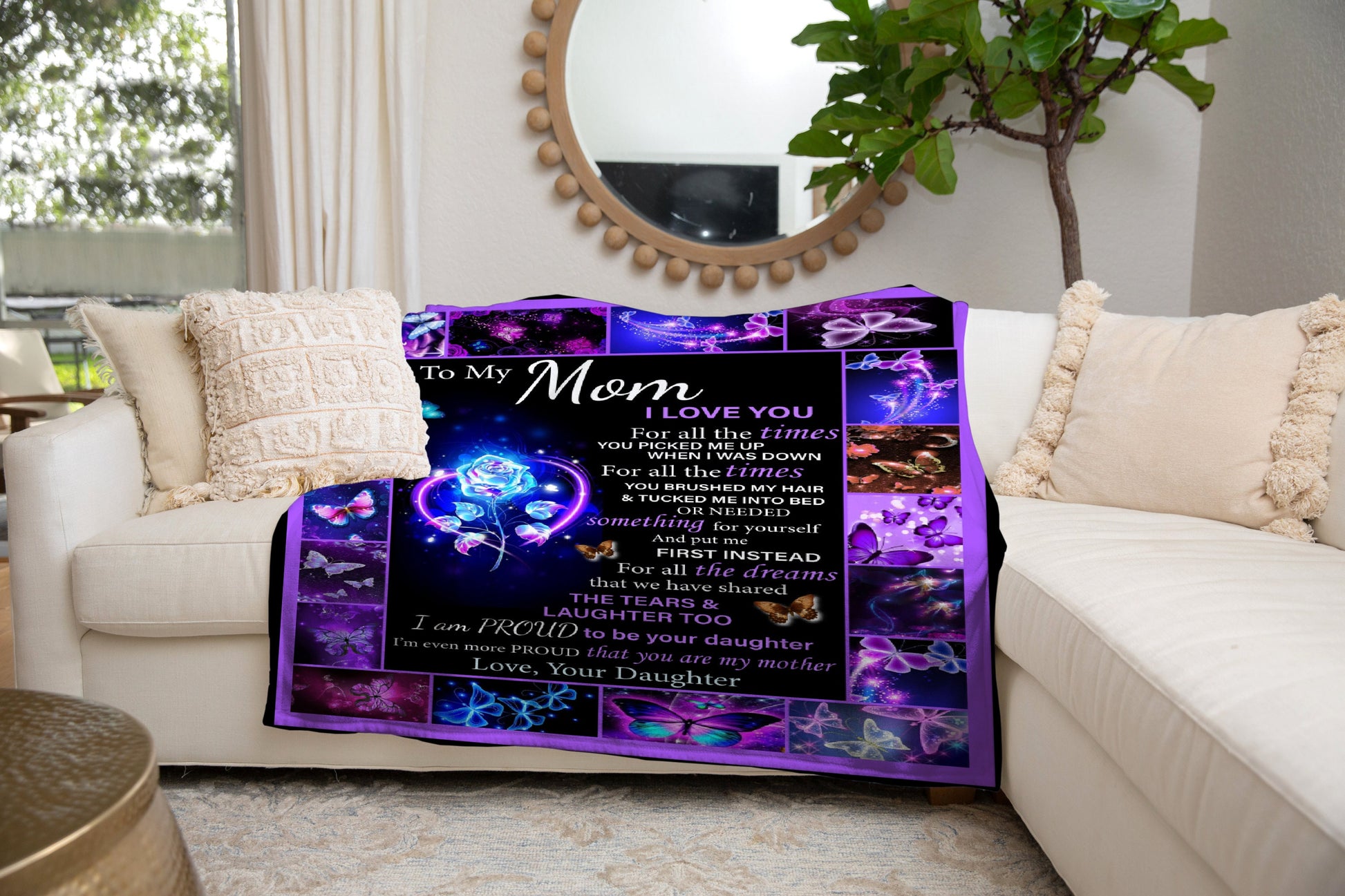 To My Mom - I Love You | Premium Plush Blanket, From Daughter, Queen, Throw, Fleece, Sherpa