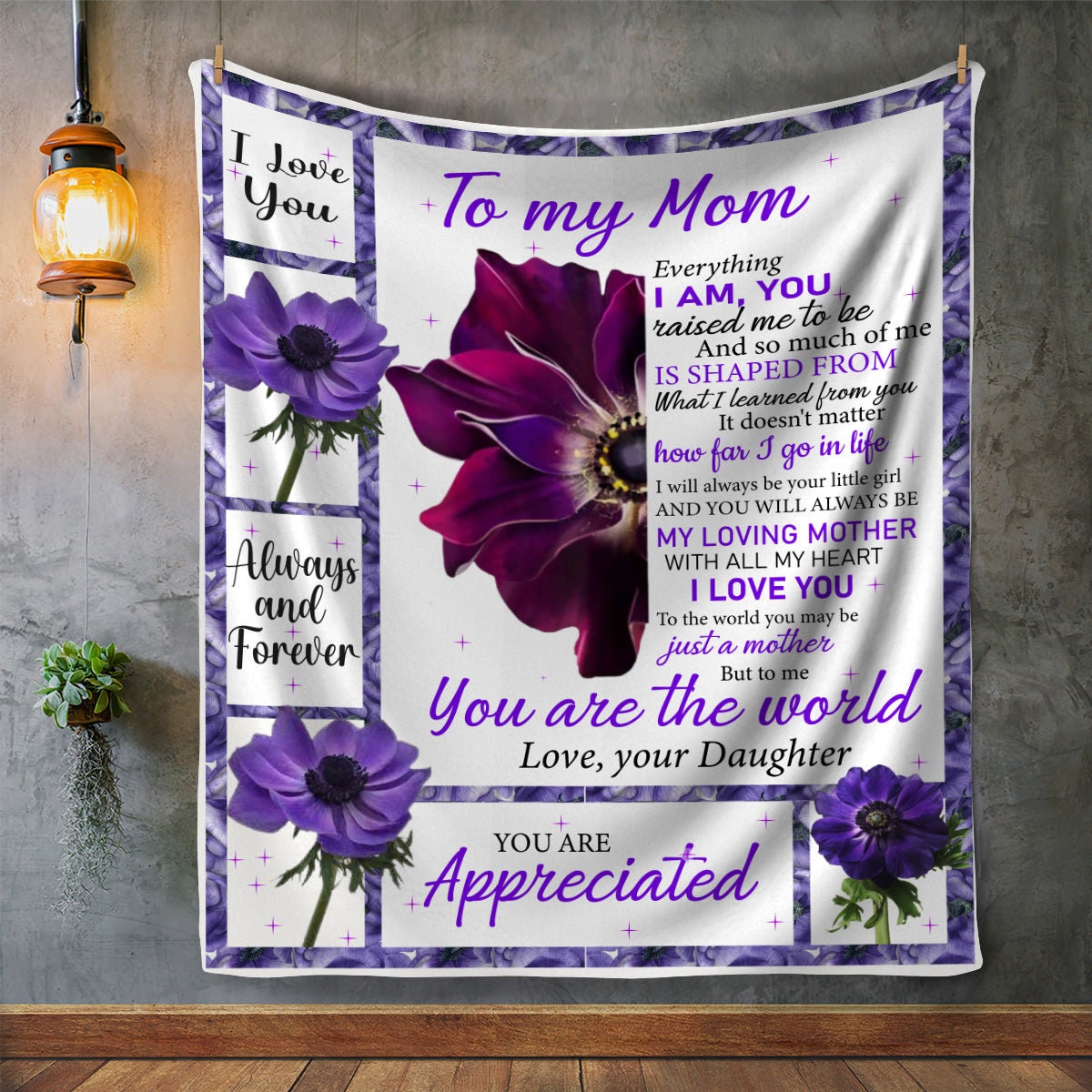 To My Loving Mother | Premium Plush Blanket, From Daughter, Queen, Throw, Fleece, Sherpa