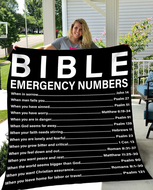 Bible Emergency Numbers - Christian | Premium Plush Blanket, Queen, Throw, Fleece, Sherpa