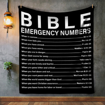 Bible Emergency Numbers - Christian | Premium Plush Blanket, Queen, Throw, Fleece, Sherpa