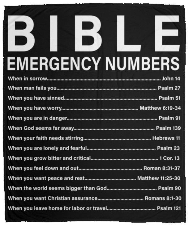 Bible Emergency Numbers - Christian | Premium Plush Blanket, Queen, Throw, Fleece, Sherpa