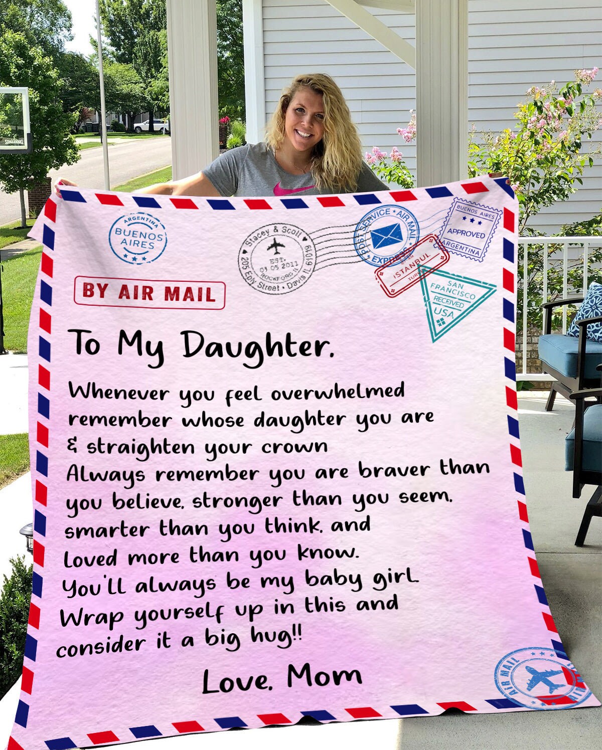 To My Daughter - Air Mail | Premium Plush Blanket, Queen, Throw, Fleece, Sherpa