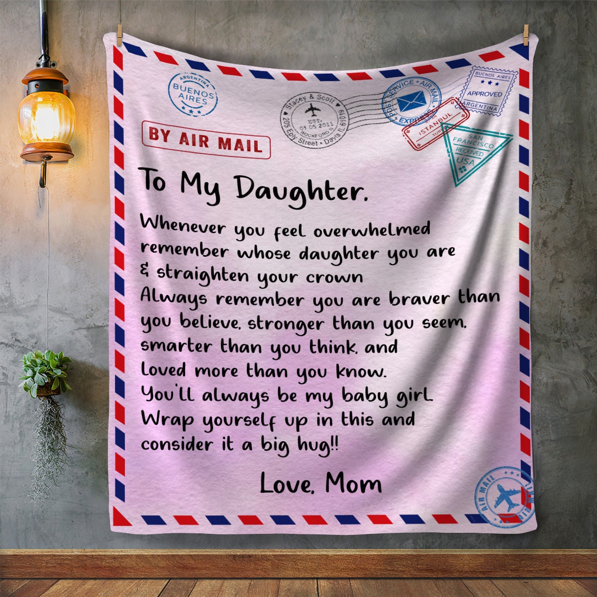 To My Daughter - Air Mail | Premium Plush Blanket, Queen, Throw, Fleece, Sherpa