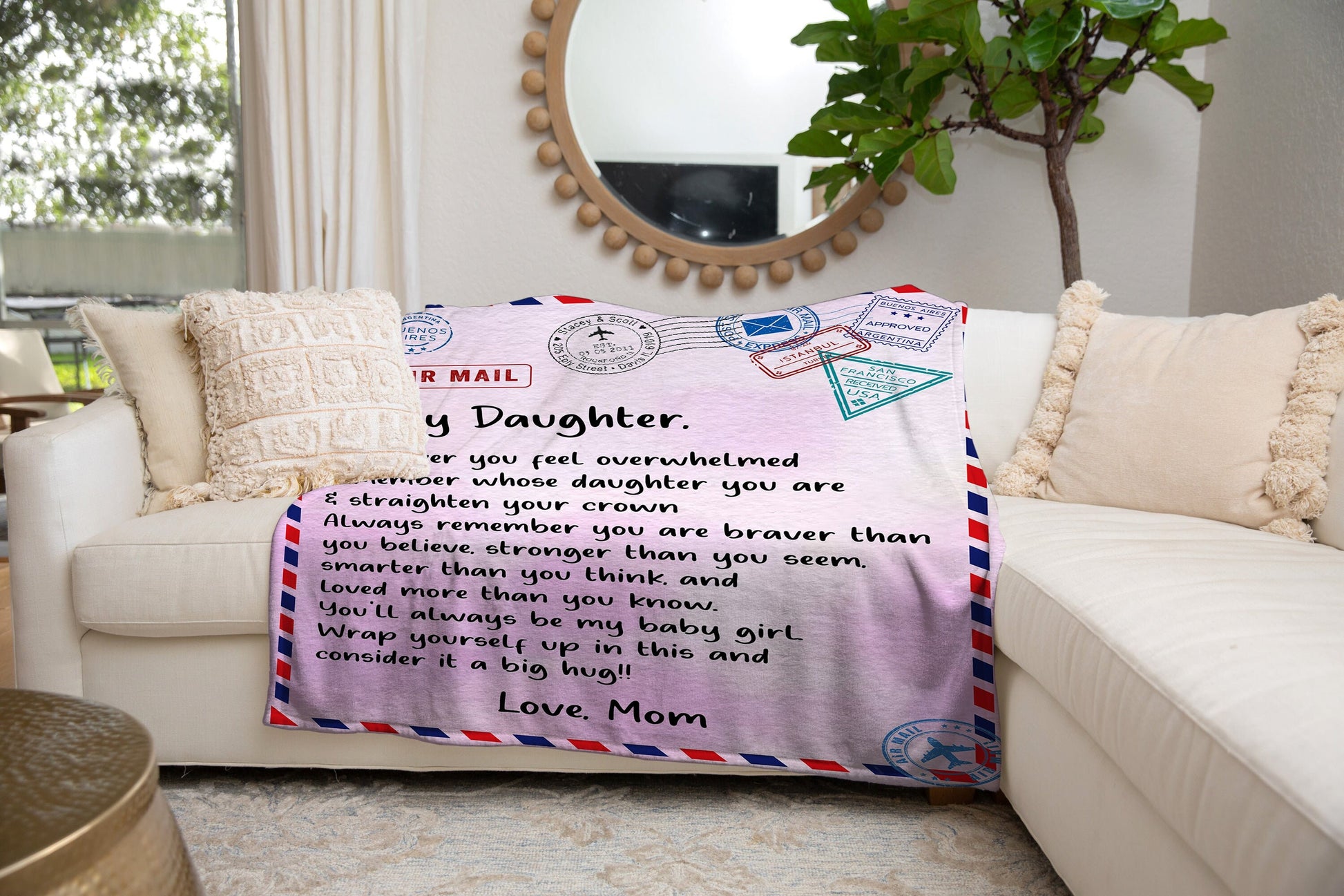 To My Daughter - Air Mail | Premium Plush Blanket, Queen, Throw, Fleece, Sherpa