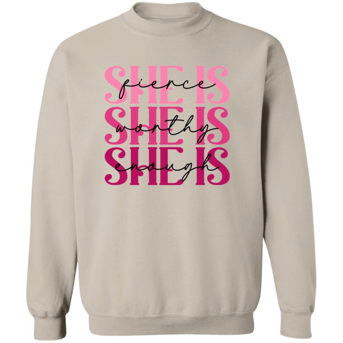 She Is Enough - Premium Graphic Unisex Sweatshirt, Breast Cancer Awareness